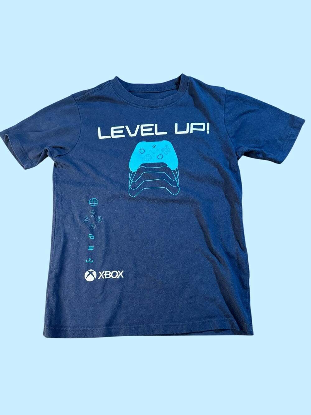 Xbox Boys Level Up Controller Graphic T-Shirt Blue Size M 8